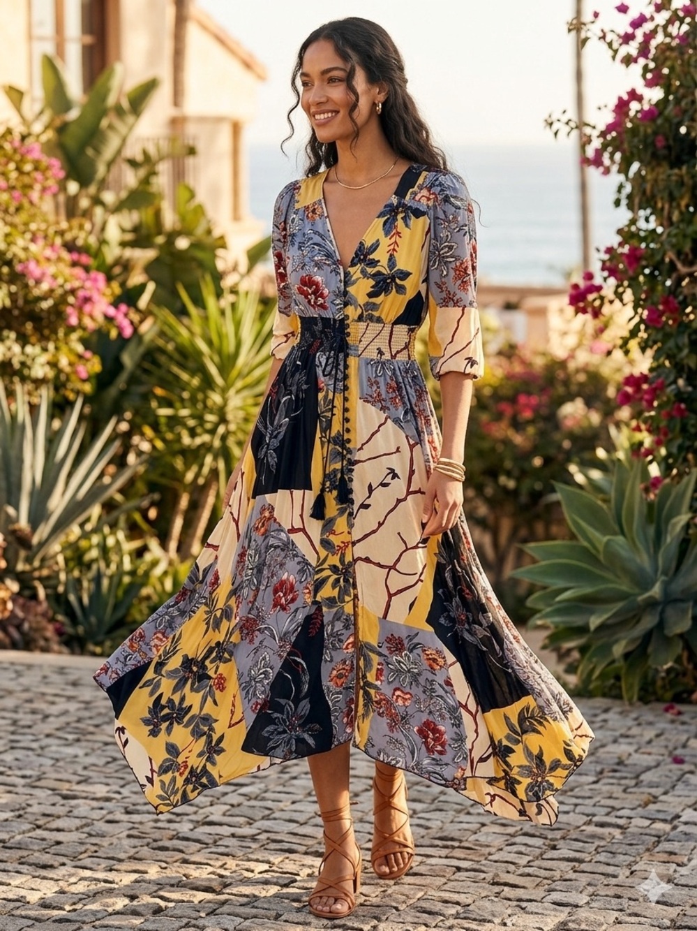 Jaase Indiana Maxi Dress Alma Floral Patchwork Boho Size M